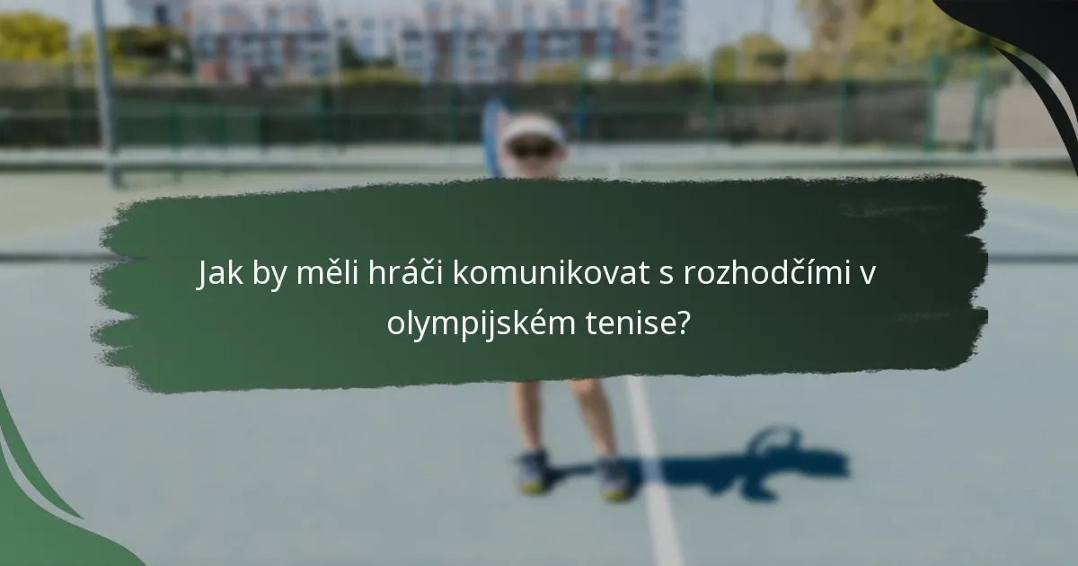 Jak by měli hráči komunikovat s rozhodčími v olympijském tenise?