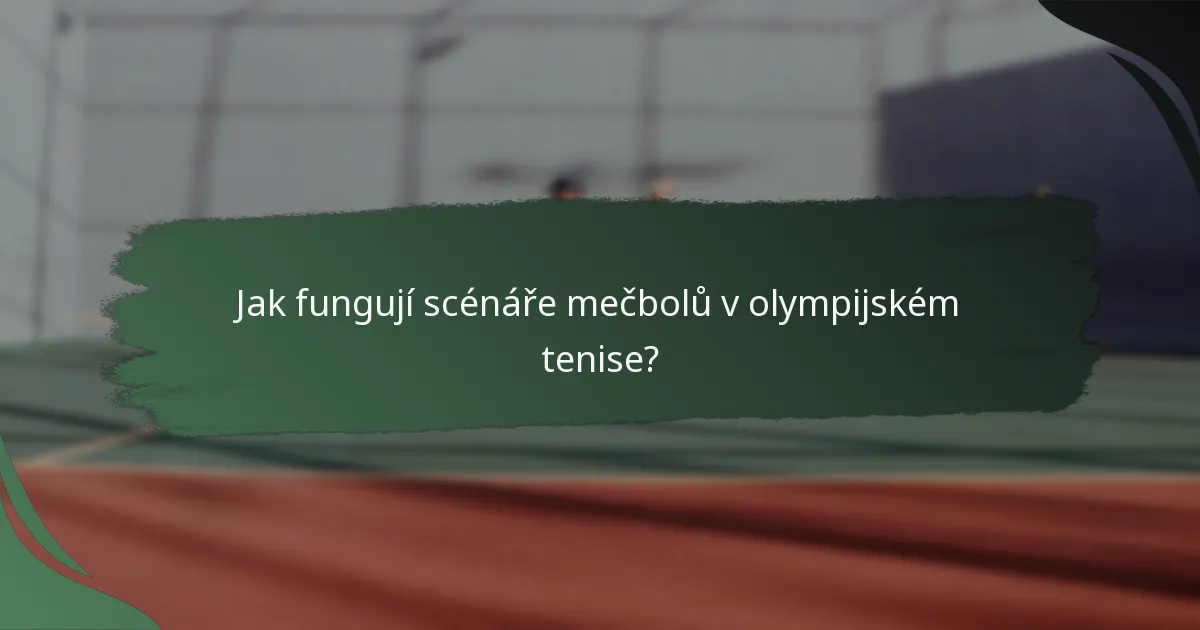 Jak fungují scénáře mečbolů v olympijském tenise?