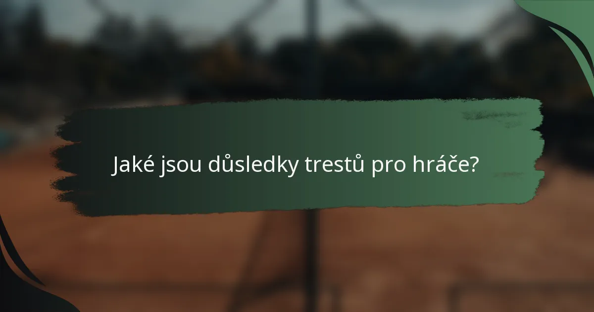 Jaké jsou důsledky trestů pro hráče?