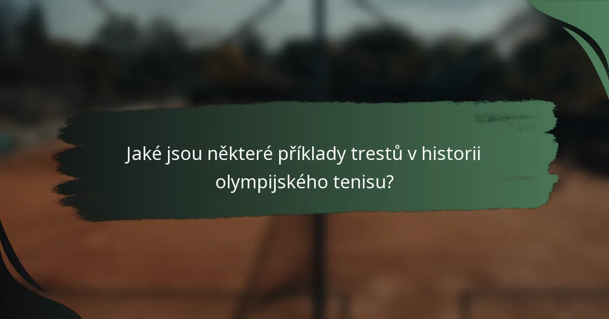 Jaké jsou některé příklady trestů v historii olympijského tenisu?