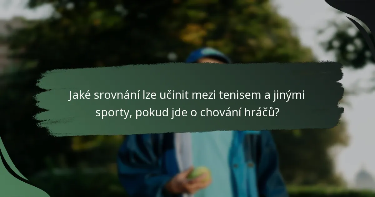 Jaké srovnání lze učinit mezi tenisem a jinými sporty, pokud jde o chování hráčů?