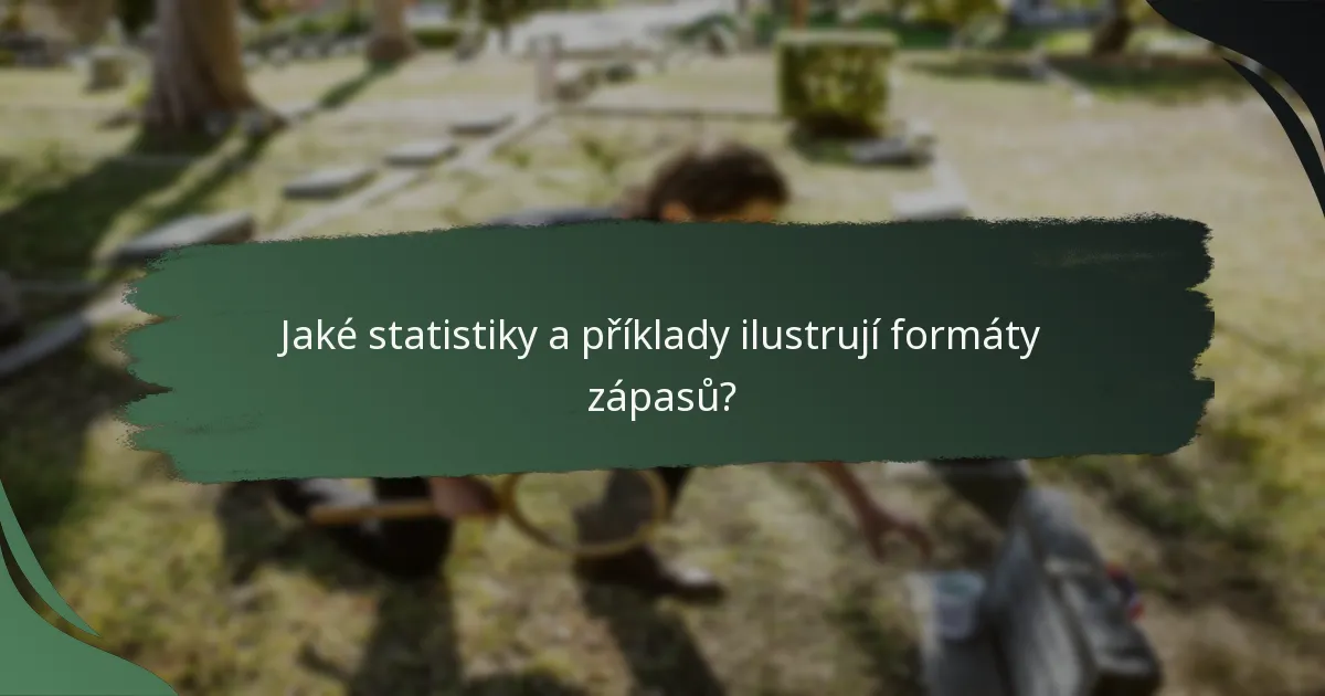 Jaké statistiky a příklady ilustrují formáty zápasů?