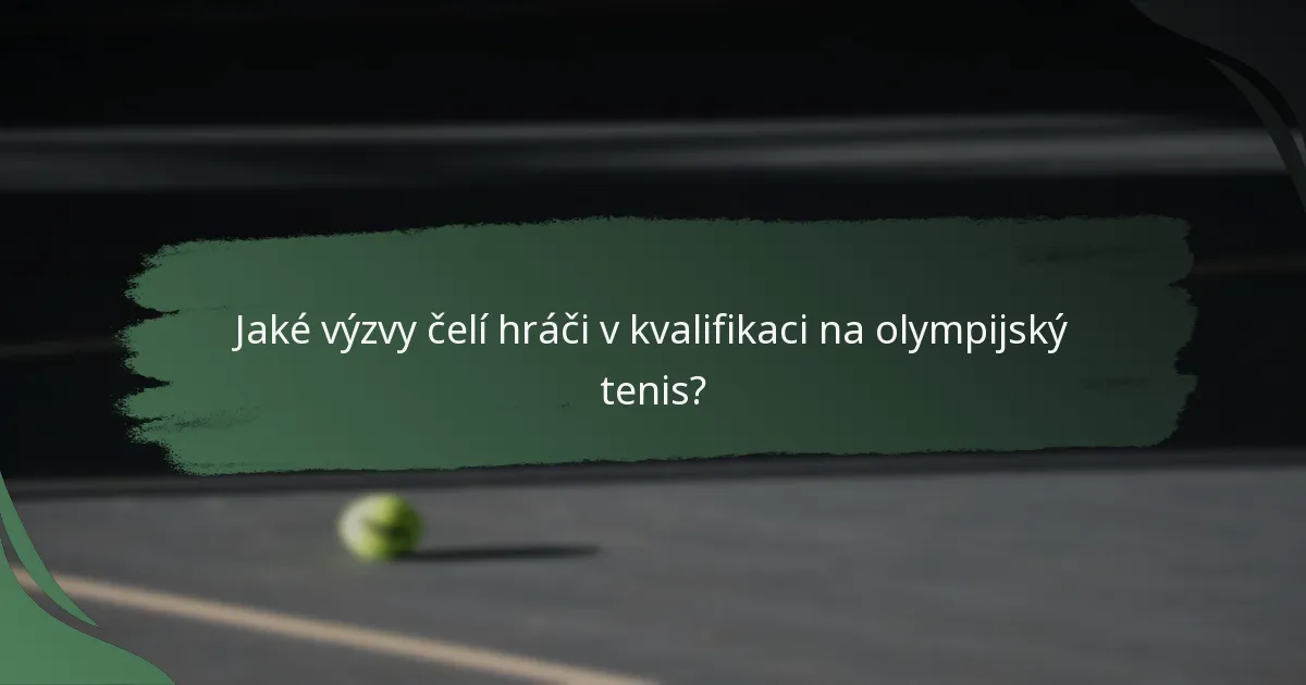 Jaké výzvy čelí hráči v kvalifikaci na olympijský tenis?