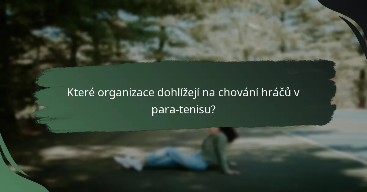 Které organizace dohlížejí na chování hráčů v para-tenisu?